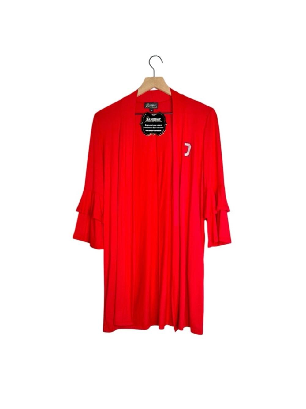 Ohio State Buckeyes Red Ruffle Sleeve Cardigan OSU Gameday Couture M NWT